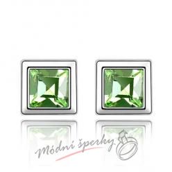 Náušnice Krychličky zelené s krystaly Swarovski Elements