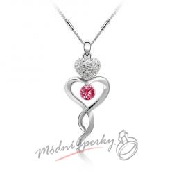 Elegantní náhrdelník růžový kamínek s krystaly SWAROVSKI ELEMENTS