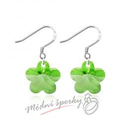 Náušnice Flower stone green s krystaly Swarovski Elements