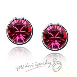 Náušnice Dots fuchsia s krystaly Swarovski Elements