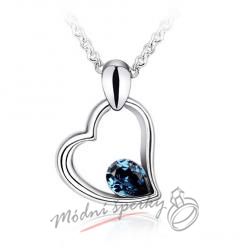 Řetízek s tmavě modrým srdíčkem s krystaly Swarovski elements