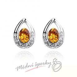 Náušnice Tear shape gold s krystaly Swarovski Elements