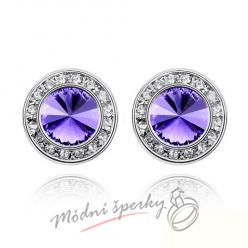 Náušnice Round tanzanite s krystaly Swarovski Elements