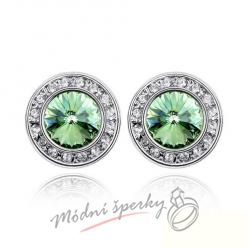 Náušnice Round green s krystaly Swarovski Elements