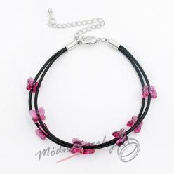 Náramek s krystaly Swarovski Elements drobní růžoví motýlci