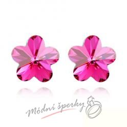 Náušnice Flower dots fuchsia s krystaly Swarovski Elements