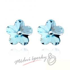 Náušnice Flower dots light sapphire s krystaly Swarovski Elements