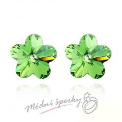 Náušnice Flower dots peridot s krystaly Swarovski Elements