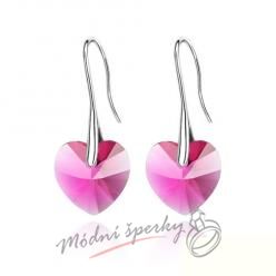 Náušnice Long heart rose s krystaly Swarovski Elements