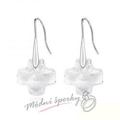 Náušnice Křížek čirý s krystaly Swarovski Elements
