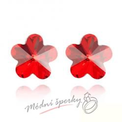 Náušnice Flower stone red s krystaly Swarovski Elements