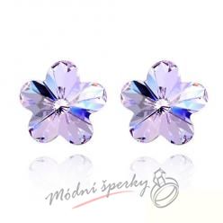 Náušnice Flower stone purple s krystaly Swarovski Elements