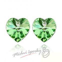 Náušnice Heart stone with crystal peridot s krystaly Swarovski Elements