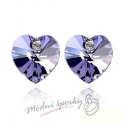 Náušnice Heart stone with crystal tanzanite s krystaly Swarovski Elements