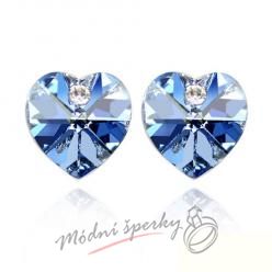 Náušnice Heart stone with crystal light sapphire s krystaly Swarovski Elements