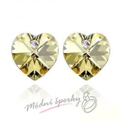 Náušnice Heart stone with crystal yellow s krystaly Swarovski Elements
