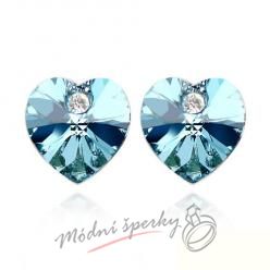 Náušnice Heart stone with crystal aquamarine s krystaly Swarovski Elements