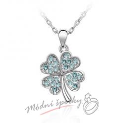 Čtyřlístek s modrými krystaly swarovski elements