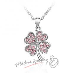 Čtyřlístek s růžovými krystaly swarovski elements