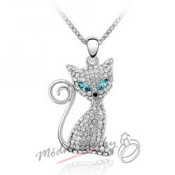 Náhrdelník kočka blue eyes s krystaly SWAROVSKI ELEMENTS