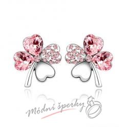 Náušnice Čtyřlístek rose s krystaly Swarovski Elements