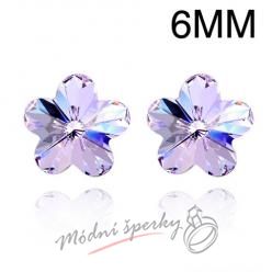 Náušnice Flowr stone light purple 6mm s krystaly Swarovski Elements