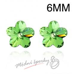 Náušnice Flower stone peridot 6mm s krystaly Swarovski Elements