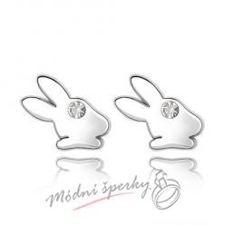 Náušnice Rabbit white s krystaly Swarovski Elements