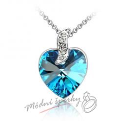 Srdce s krystalem Swarovski Elements modré