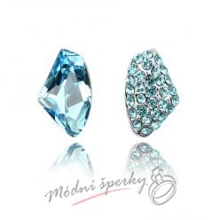 Náušnice Two stones aquamarine s krystaly Swarovski Elements