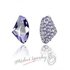 Náušnice Two stones tanzanite s krystaly Swarovski Elements