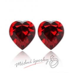 Náušnice Heart stone dark red s krystaly Swarovski Elements