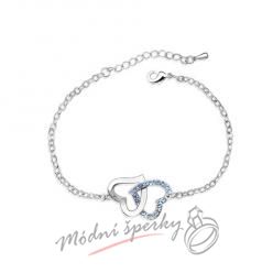 Náramek s krystaly Swarovski Elements spojená srdce light blue