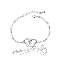 Náramek s krystaly Swarovski Elements spojená srdce white