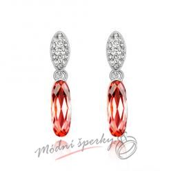 Náušnice Long oval red s krystaly Swarovski Elements