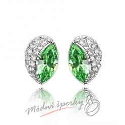Náušnice Cat eyes green s krystaly Swarovski Elements