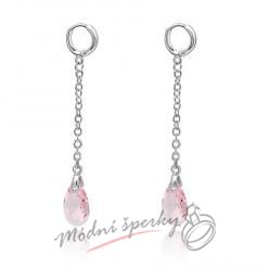 Náušnice Long crystal rose s krystaly Swarovski Elements