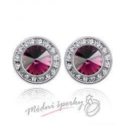 Náušnice Elegant dots amethyst s krystaly Swarovski Elements