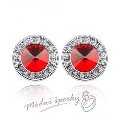 Náušnice Elegant dots red s krystaly Swarovski Elements