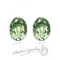 Náušnice Oval crystal green s krystaly Swarovski Elements