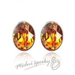Náušnice Oval crystal gold s krystaly Swarovski Elements