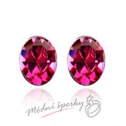 Náušnice Oval rose fuchsia s krystaly Swarovski Elements
