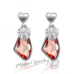 Náušnice Visací kámen červený s krystaly Swarovski Elements
