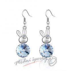 Náušnice Visací králíček light sapphire s krystaly Swarovski Elements