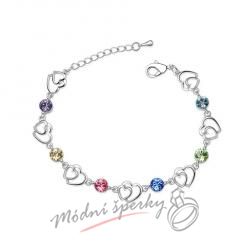Náramek s krystaly Swarovski Elements two hearts duha