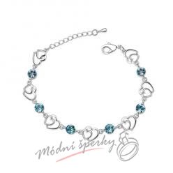 Náramek s krystaly Swarovski Elements two hearts modré