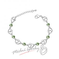 Náramek s krystaly Swarovski Elements two hearts zelené