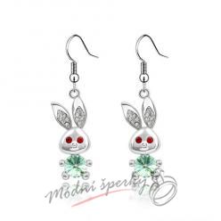 Náušnice Visací králíček čirý s krystaly Swarovski Elements