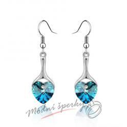 Náušnice Luxury heart ocean blue s krystaly Swarovski Elements