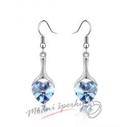 Náušnice Luxury heart light sapphire s krystaly Swarovski Elements